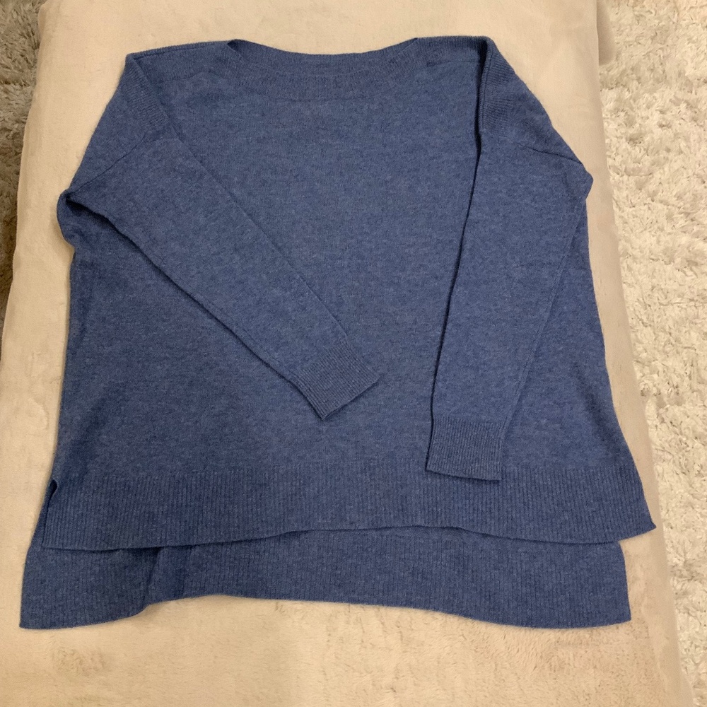 Cynthia Rowley Blue M Cashmere Sweater Quiet Luxury Cottagecore Scandi Coastal